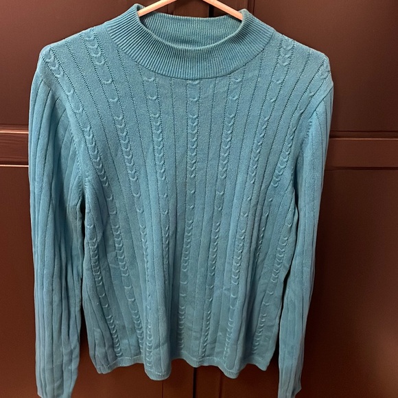 Conrad C womens cable knot teal sweater long sleeve size M. Stretchy material. - Picture 1 of 10